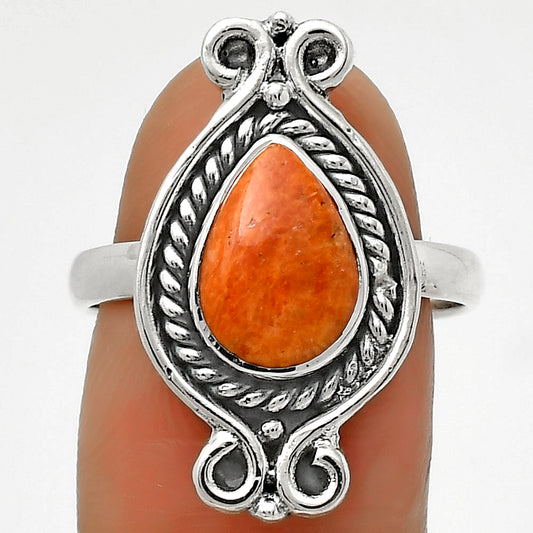 Natural Red Sponge Coral Ring size-8.5 R-1108 SDR170744