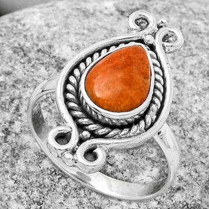 Natural Red Sponge Coral Ring size-8.5 R-1108 SDR170744