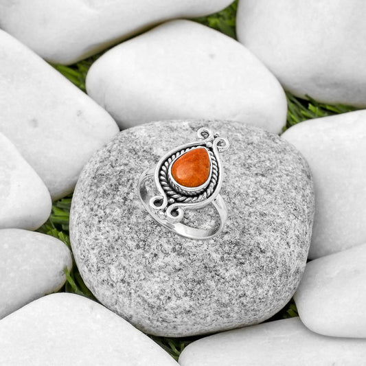 Natural Red Sponge Coral Ring size-8.5 R-1108 SDR170744