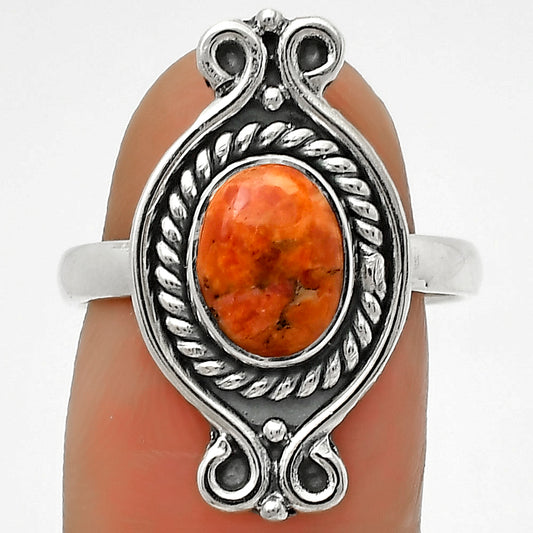 Natural Red Sponge Coral Ring size-8.5 R-1108 SDR170746