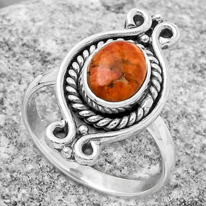 Natural Red Sponge Coral Ring size-8.5 R-1108 SDR170746