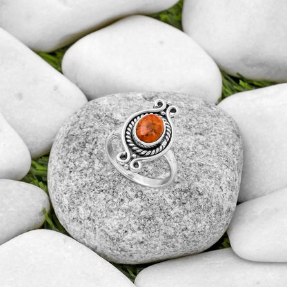 Natural Red Sponge Coral Ring size-8.5 R-1108 SDR170746