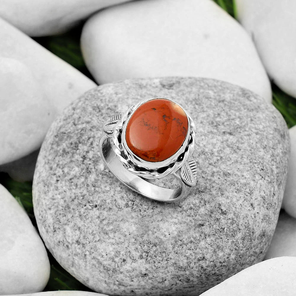 Natural Red Moss Agate Ring size-8 R-1083 SDR170932