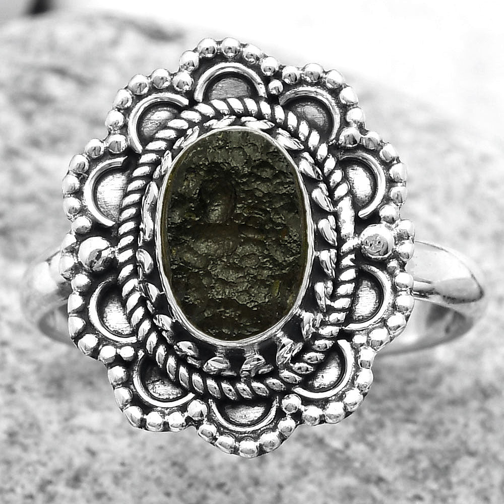Natural Tektite Rough - Greek Ring size-9 R-1256 SDR171030