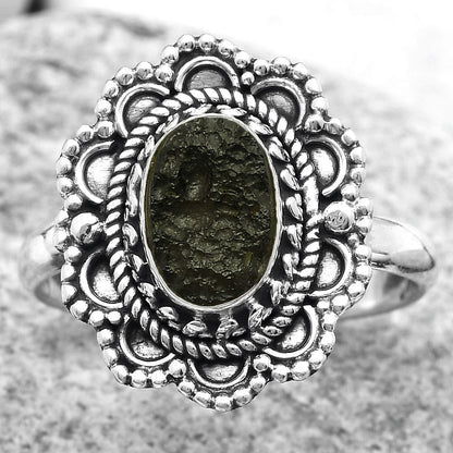 Natural Tektite Rough - Greek Ring size-9 R-1256 SDR171030