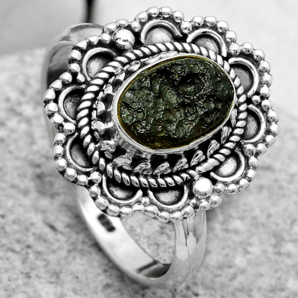 Natural Tektite Rough - Greek Ring size-9 R-1256 SDR171030