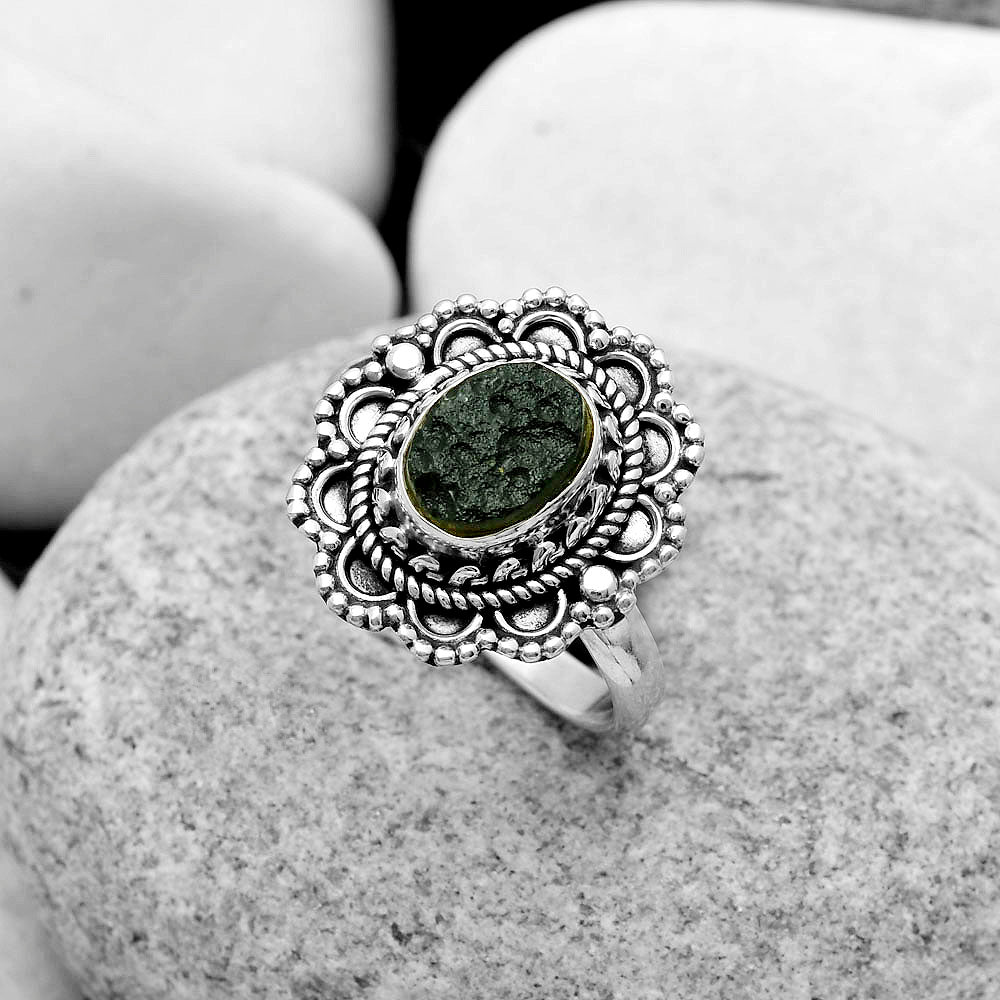 Natural Tektite Rough - Greek Ring size-8 R-1256 SDR171035