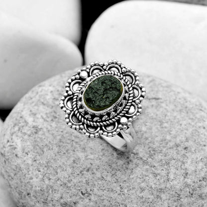 Natural Tektite Rough - Greek Ring size-8 R-1256 SDR171035