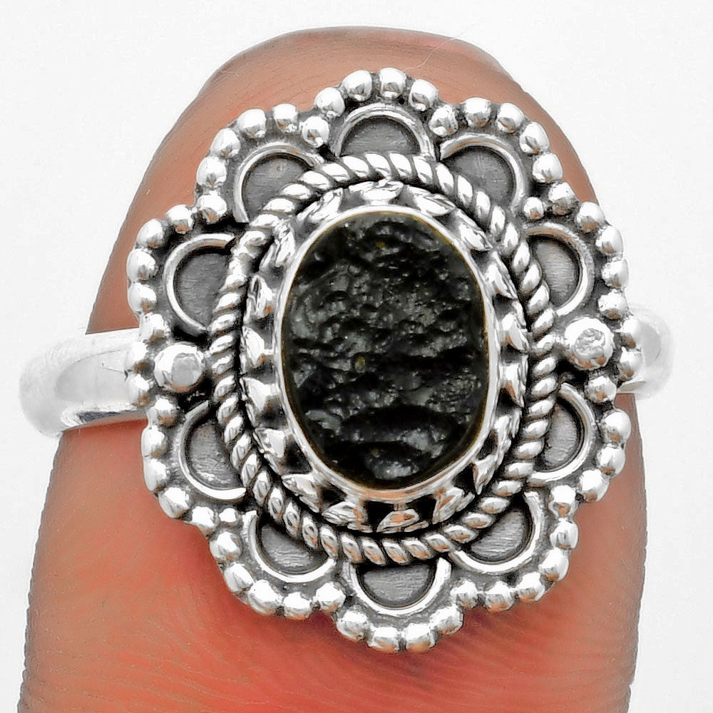 Natural Tektite Rough - Greek Ring size-8 R-1256 SDR171042