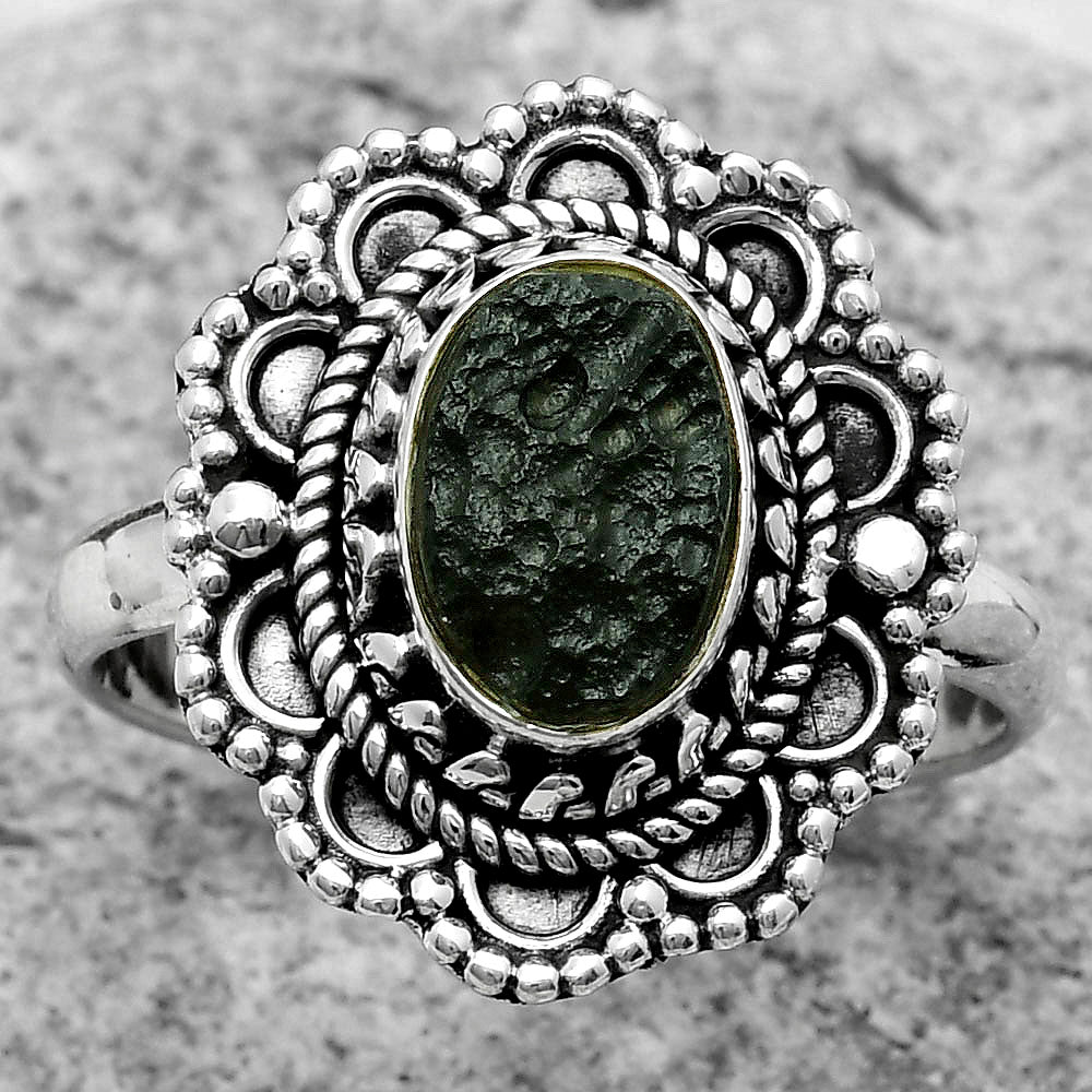 Natural Tektite Rough - Greek Ring size-8 R-1256 SDR171063