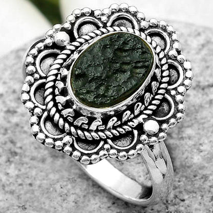 Natural Tektite Rough - Greek Ring size-8 R-1256 SDR171063