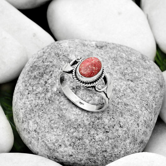 Natural Pink Thulite - Norway Ring size-7.5 R-1405 SDR171178