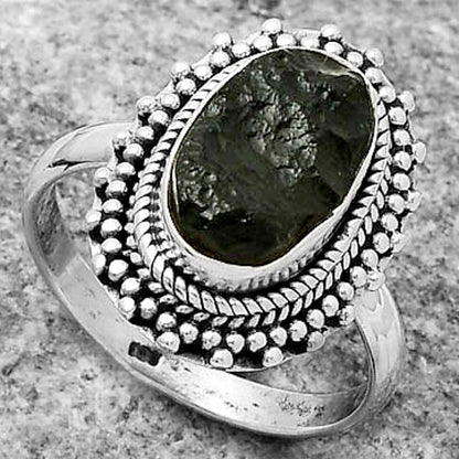 Natural Tektite Rough - Greek Ring size-8 R-1332 SDR171421