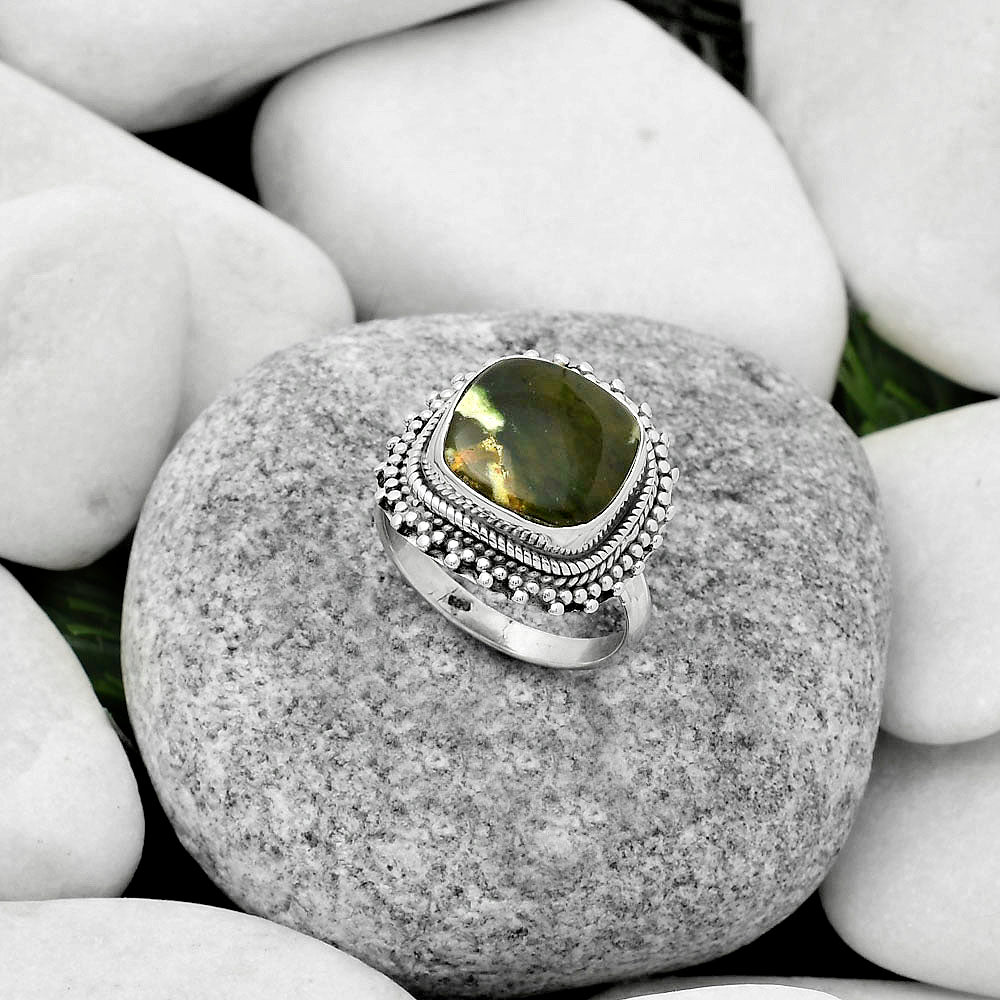 Natural Chrome Chalcedony Ring size-8 R-1332 SDR171443