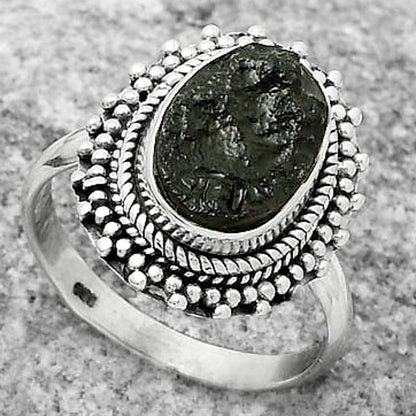 Natural Tektite Rough - Greek Ring size-8 R-1332 SDR171444