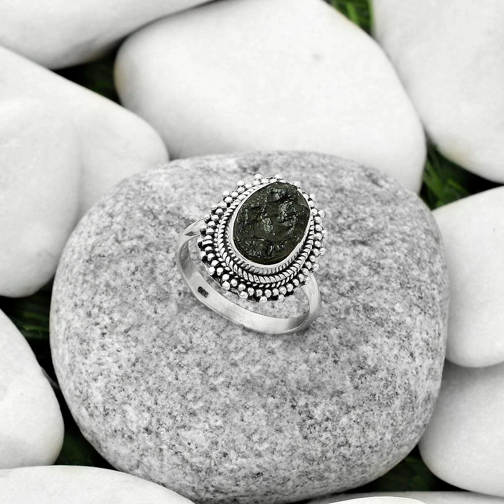 Natural Tektite Rough - Greek Ring size-8 R-1332 SDR171444