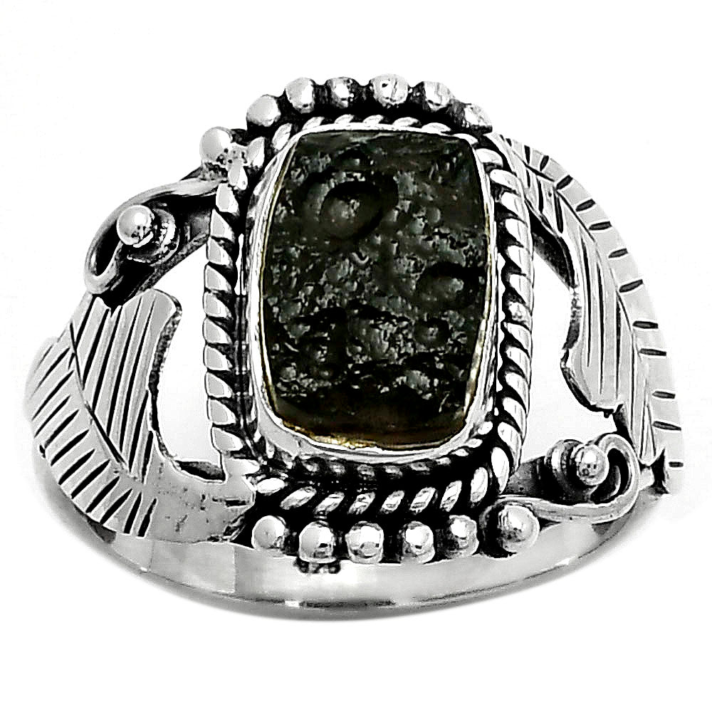 Natural Tektite Rough - Greek Ring size-7 R-1272 SDR171661