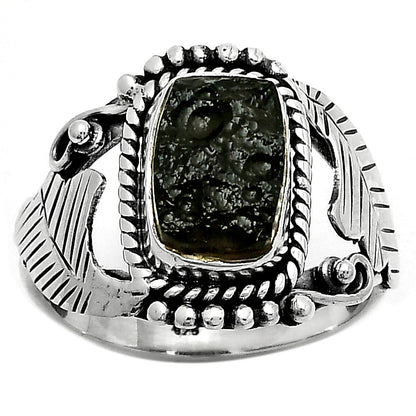 Natural Tektite Rough - Greek Ring size-7 R-1272 SDR171661