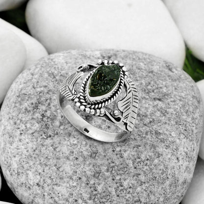 Natural Tektite Rough - Greek Ring size-8.5 R-1272 SDR171664