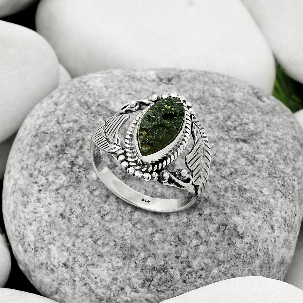 Natural Tektite Rough - Greek Ring size-8 R-1272 SDR171675