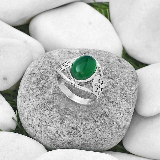 Natural Green Onyx Ring size-8.5 R-1497 SDR172114
