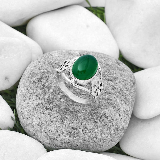 Natural Green Onyx Ring size-8 R-1497 SDR172124