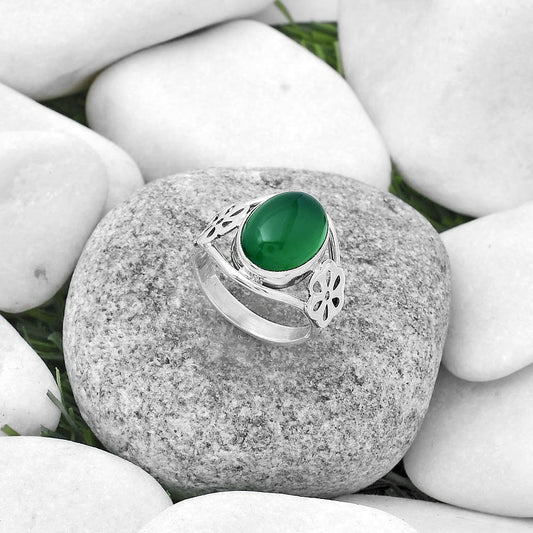 Natural Green Onyx Ring size-7.5 R-1497 SDR172131