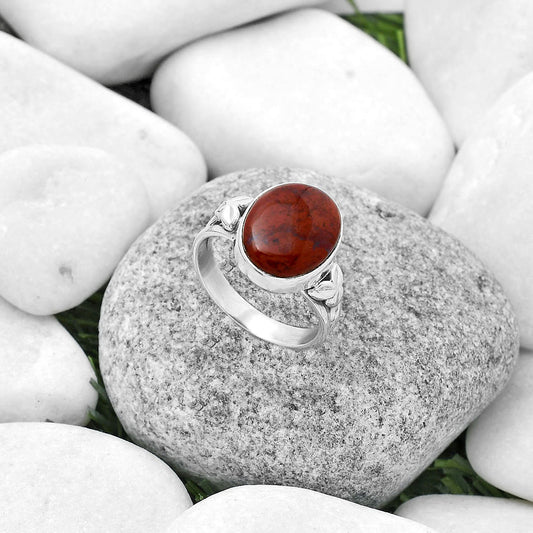 Natural Red Moss Agate Ring size-9 R-1261 SDR172174