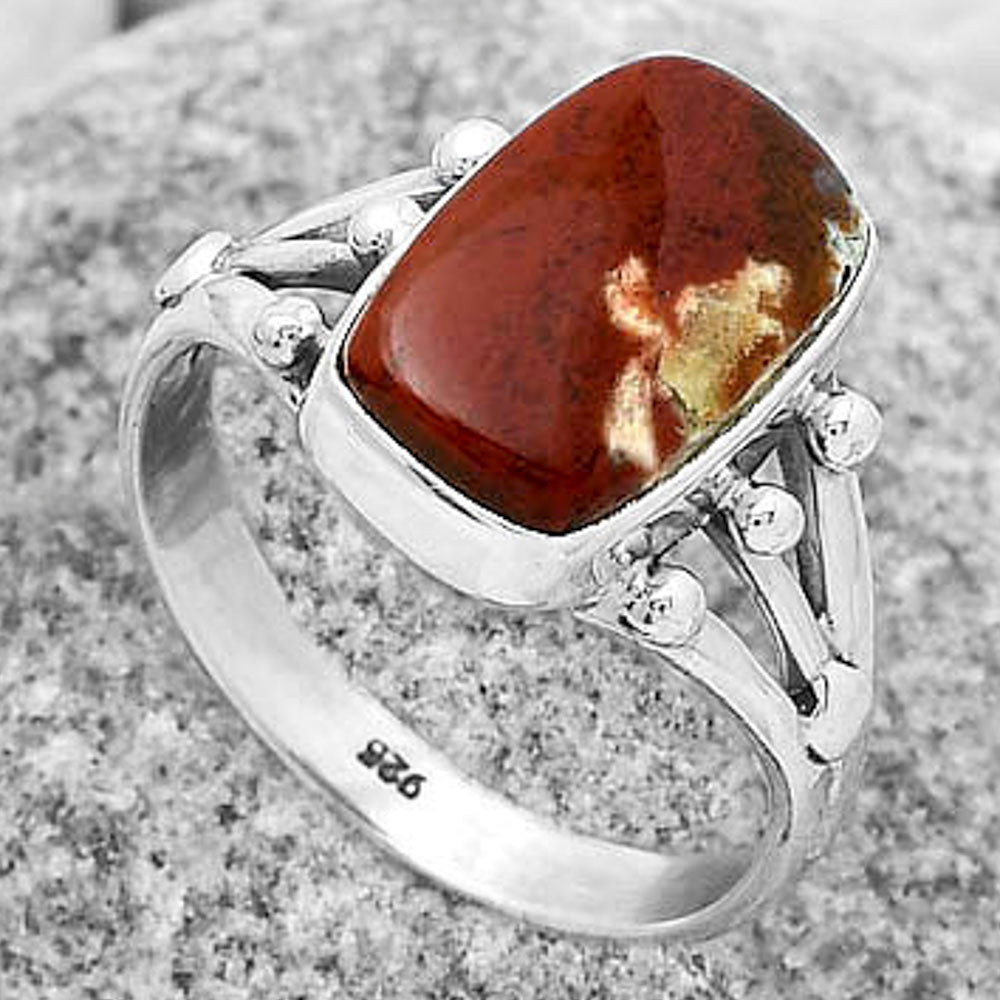 Natural Red Moss Agate Ring size-8.5 R-1003 SDR172202