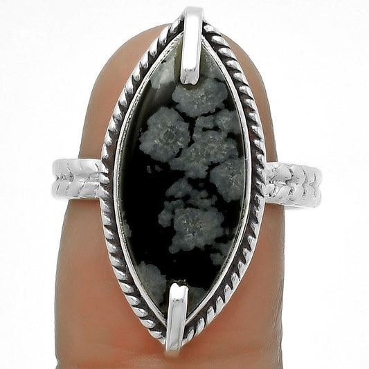 Natural Snow Flake Obsidian Ring size-8 R-1635 SDR172252
