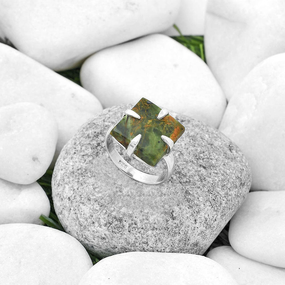 Natural Turkish Rainforest Chrysocolla Ring size-9 R-1305 SDR172381