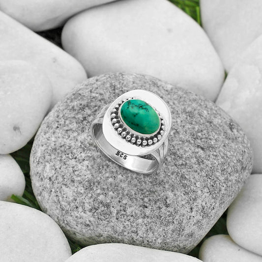 Natural Turquoise Magnesite Ring size-7.5 R-1458 SDR172431