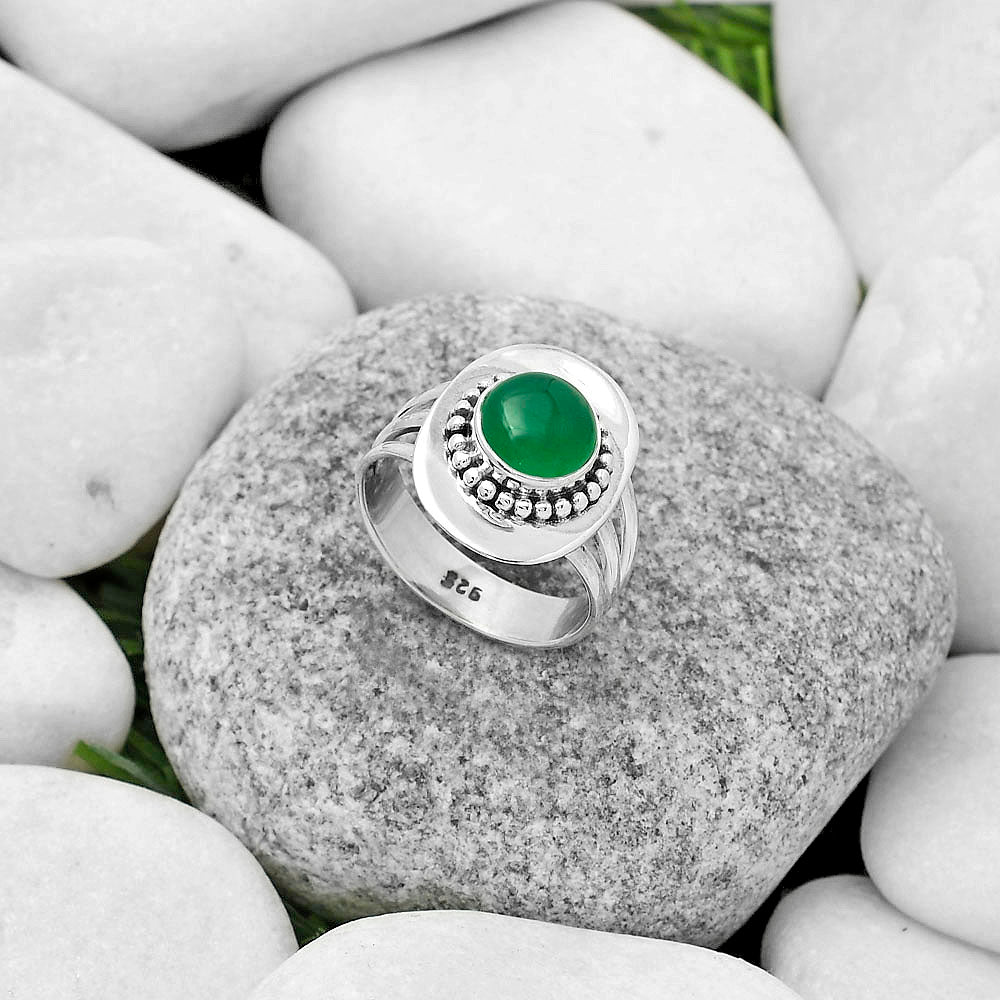Natural Green Onyx Ring size-7.5 R-1458 SDR172439