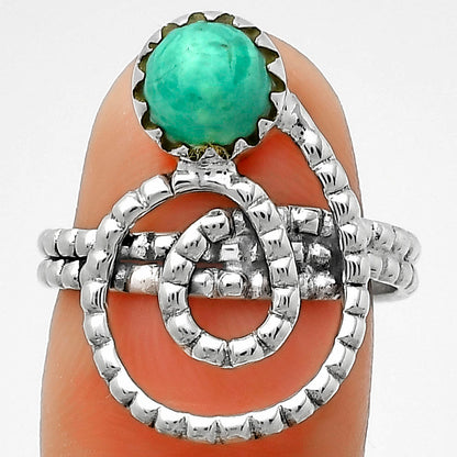 Spiral Natural Turquoise Magnesite Ring size-7.5 R-1456 SDR172574