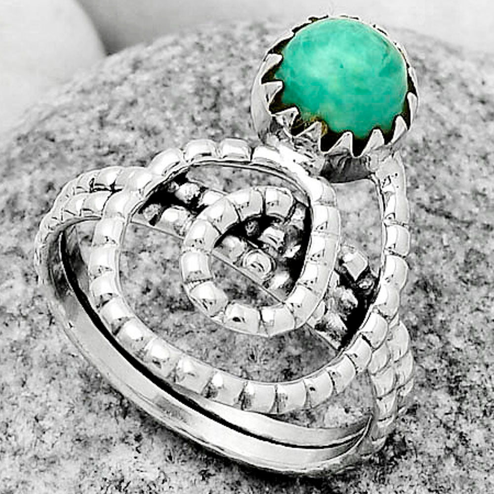 Spiral Natural Turquoise Magnesite Ring size-7.5 R-1456 SDR172574
