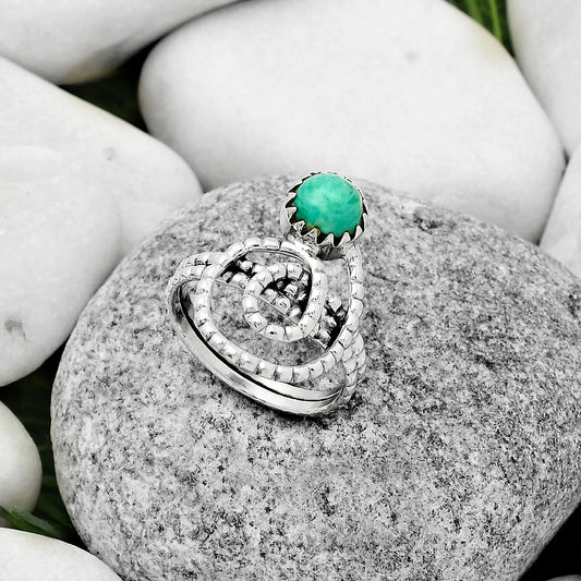 Spiral Natural Turquoise Magnesite Ring size-7.5 R-1456 SDR172574