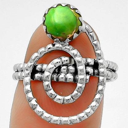 Spiral - Copper Green Turquoise Ring size-7.5 R-1456 SDR172575