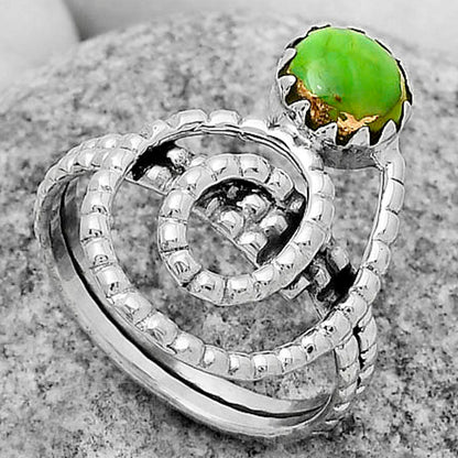 Spiral - Copper Green Turquoise Ring size-7.5 R-1456 SDR172575