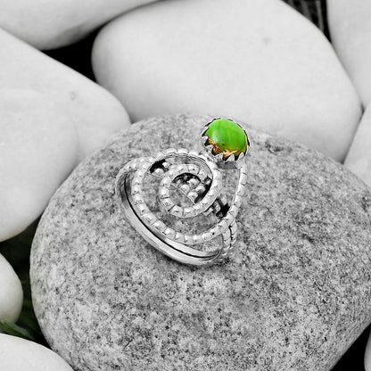 Spiral - Copper Green Turquoise Ring size-7.5 R-1456 SDR172575