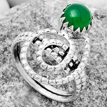 Spiral - Natural Green Onyx Ring size-7.5 R-1456 SDR172579