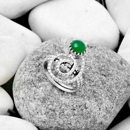 Spiral - Natural Green Onyx Ring size-7.5 R-1456 SDR172579