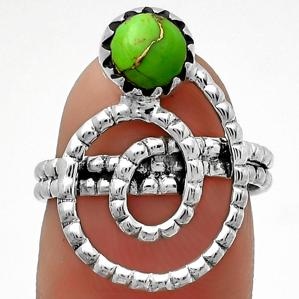 Spiral - Copper Green Turquoise Ring size-6.5 R-1456 SDR172584