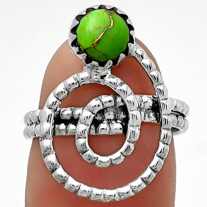 Spiral - Copper Green Turquoise Ring size-6.5 R-1456 SDR172584