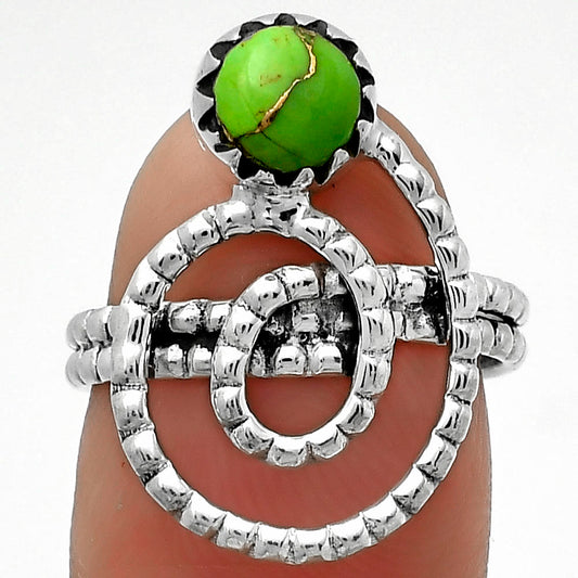 Spiral - Copper Green Turquoise Ring size-6.5 R-1456 SDR172584