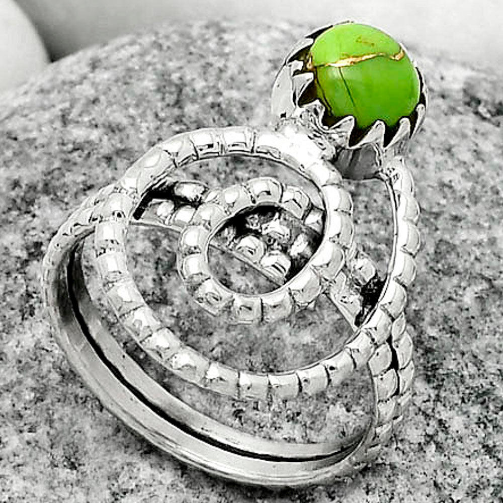Spiral - Copper Green Turquoise Ring size-6.5 R-1456 SDR172584