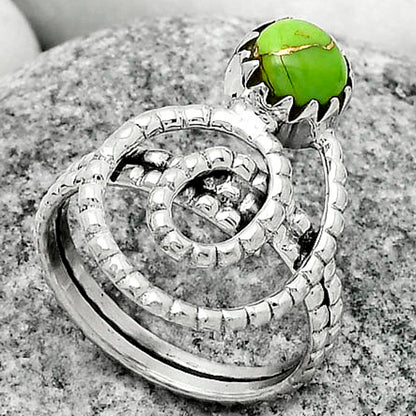 Spiral - Copper Green Turquoise Ring size-6.5 R-1456 SDR172584
