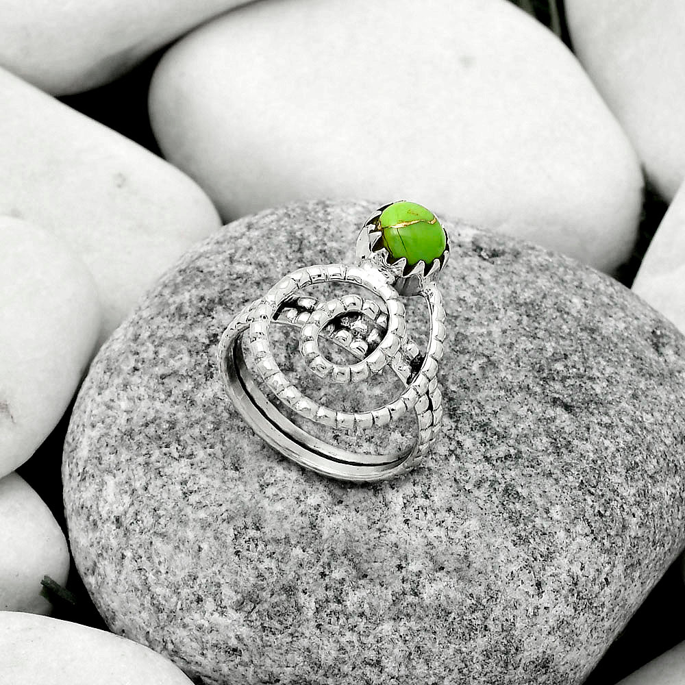 Spiral - Copper Green Turquoise Ring size-6.5 R-1456 SDR172584