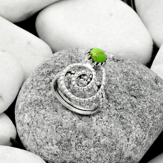 Spiral - Copper Green Turquoise Ring size-6.5 R-1456 SDR172584