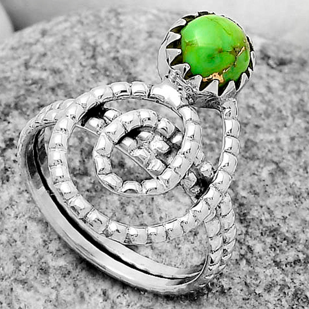 Spiral - Copper Green Turquoise Ring size-8 R-1456 SDR172595