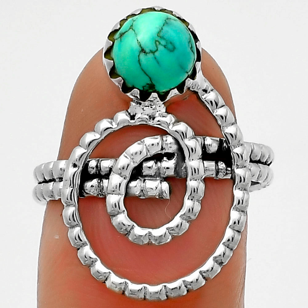 Spiral - Natural Turquoise Magnesite Ring size-8 R-1456 SDR172597